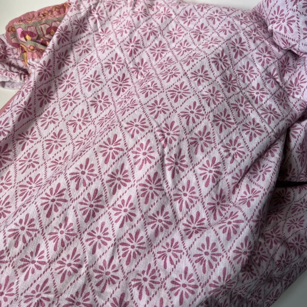 Anthropologie Priyanka Blossom Duvet Cover Queen Organic Cotton Pink Floral Bird